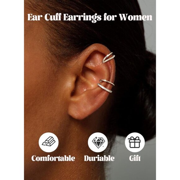 STYLE-A-SILVER Plated Non Pierced Adjustable Fake Ear Cuff Earrings for Women - Picture 6 of 6